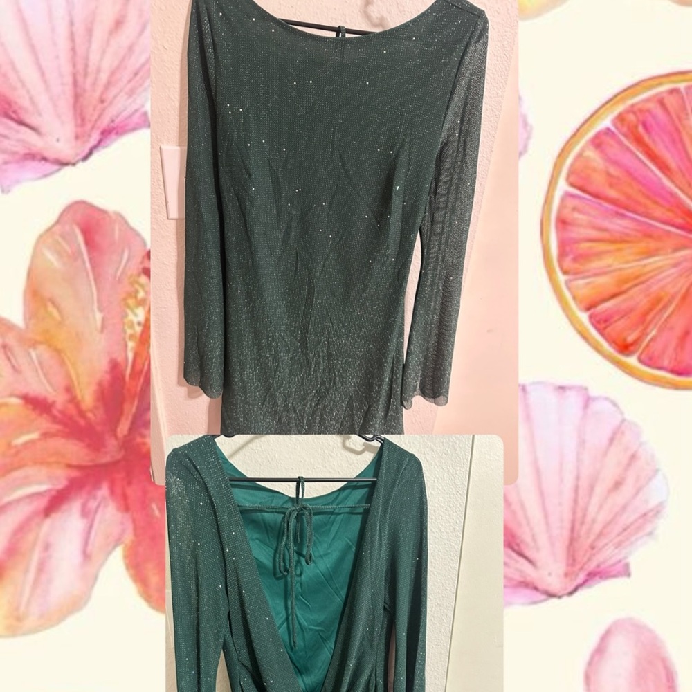 Elegant Green Long-Sleeve mini dress